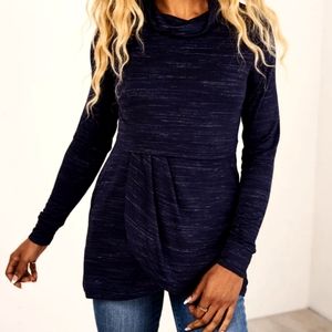 NWT XS Latched Mama Nursing Sweatshirt Cowl Neck Black Tunic Length